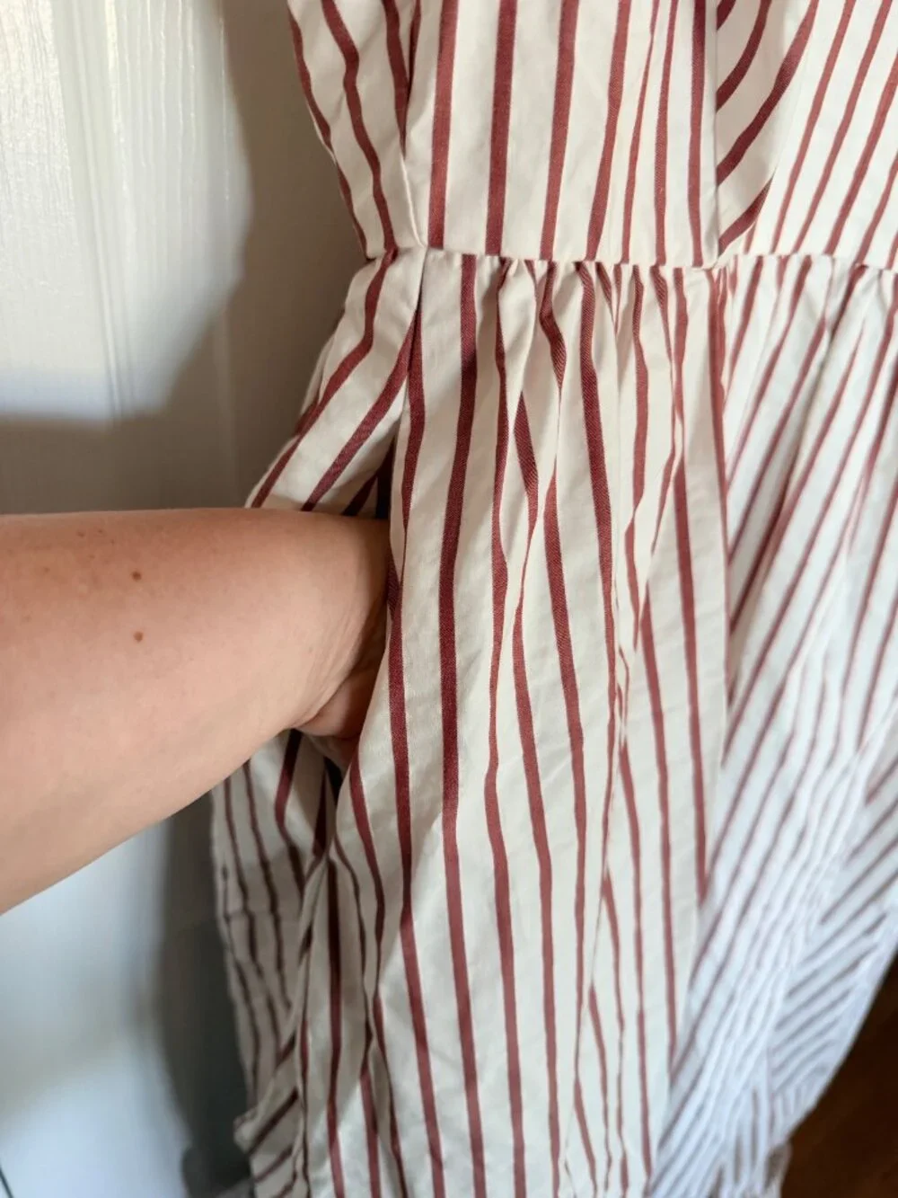 Fabiana Filippi NWT Italian Cotton Stripe Maxi Dress Beaded Shoulder IT 48 US 12 - Picture 6 of 16